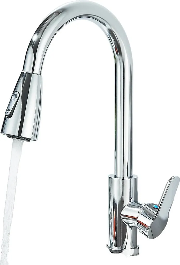 Robinet cuisine anti-éclaboussures avec douchette extractible chrome
