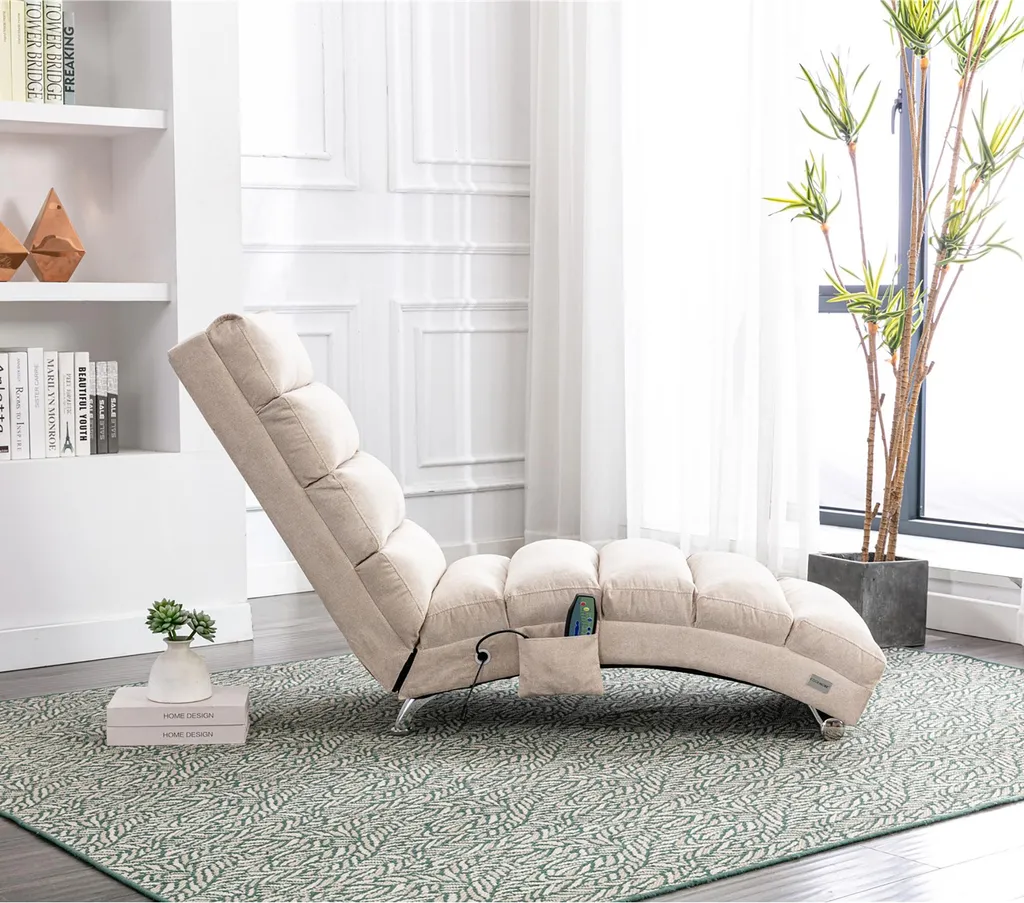 Fauteuil Massant Électrique 5 Modes avec Poche Télécommande en Lin - 3