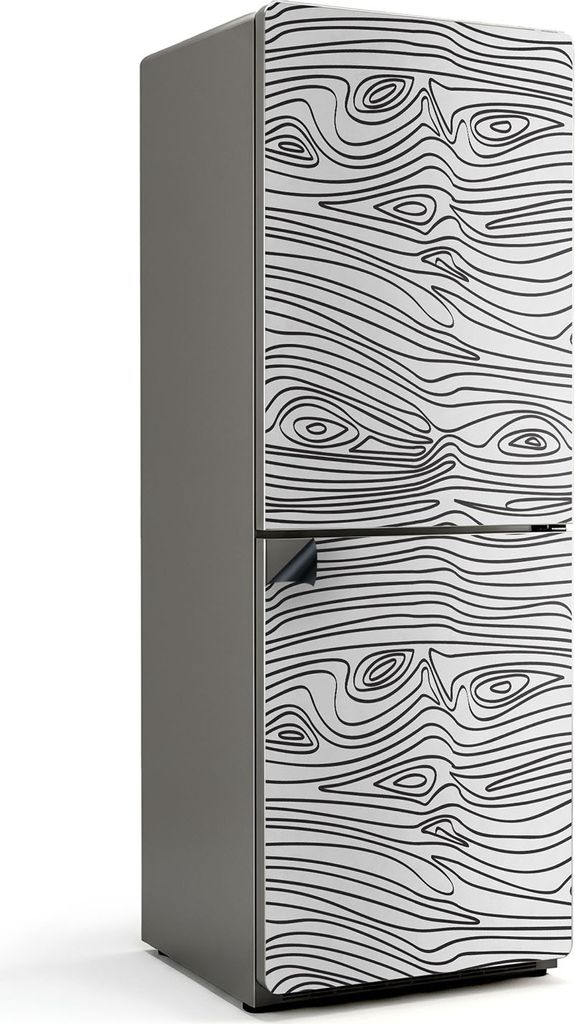 Wellige Holzillustration – Magnetische Kühlschrank Abdeckung – Dekorfolie magnetisch Küche – Kühlschrank Magnet Deko – selbstklebende Ma...