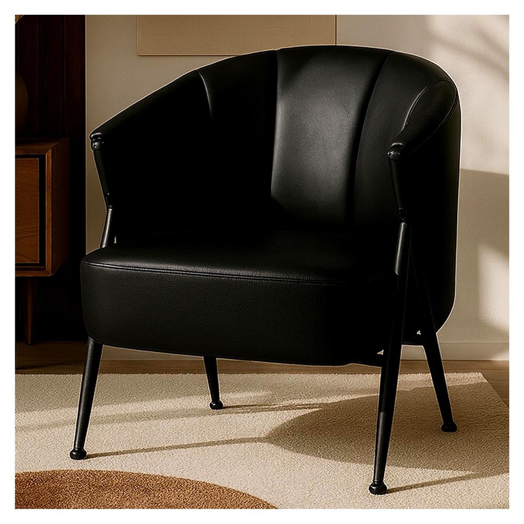 Sessel HWC-P30, Polster-/Cocktail-/Clubsessel Lounge Chair Vintage Retro Industrial Metall Kunstleder - schwarz
