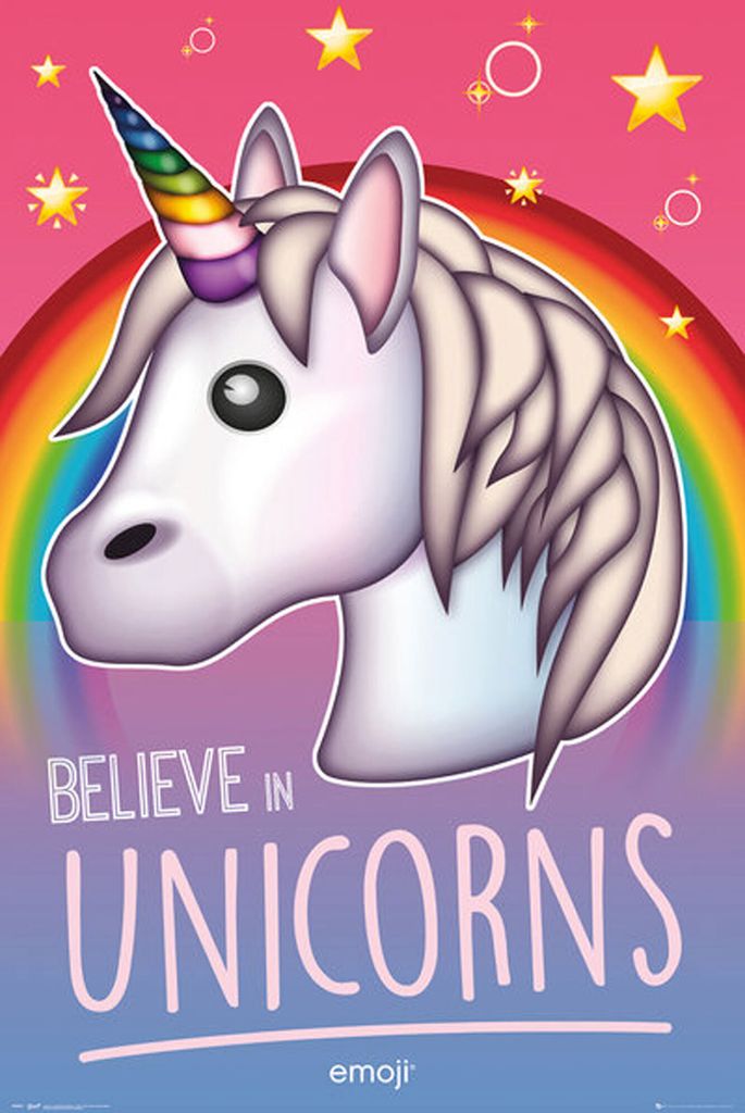 Empireposter 757418, 1 Stück(e), Cartoon, Emoji, Believe in Unicorns, Rechteck, Junge/Mädchen