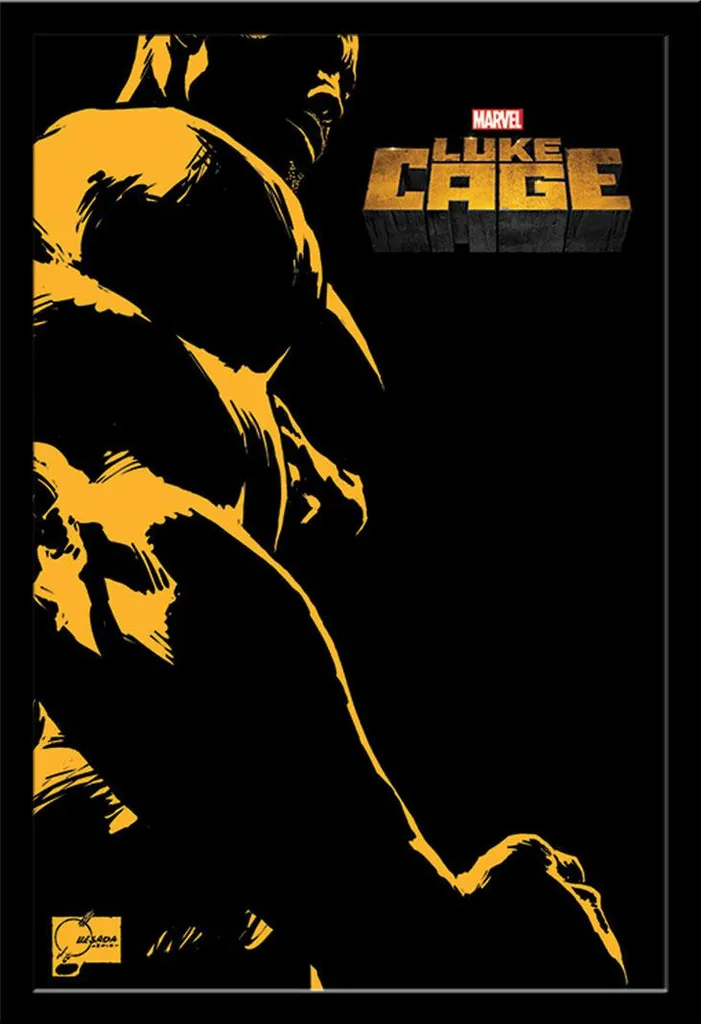 Poster Encadré Luke Cage - Cadre Amovible MDF Noir et Vitre Acrylique