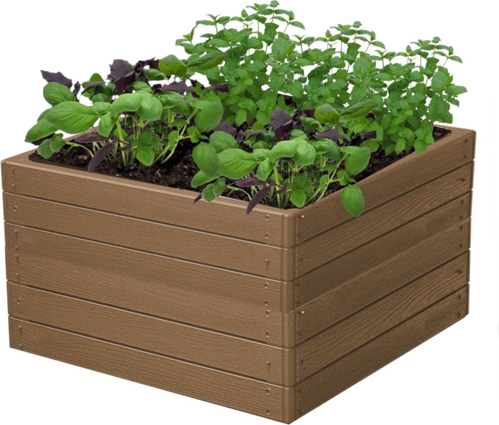 Gartenbeet Hochbeet Blumenkasten Gartenumrandung Gartenkantenschneider Zaun Palisade Gartenkante Holzimitat 75,5x75,5x50 cm