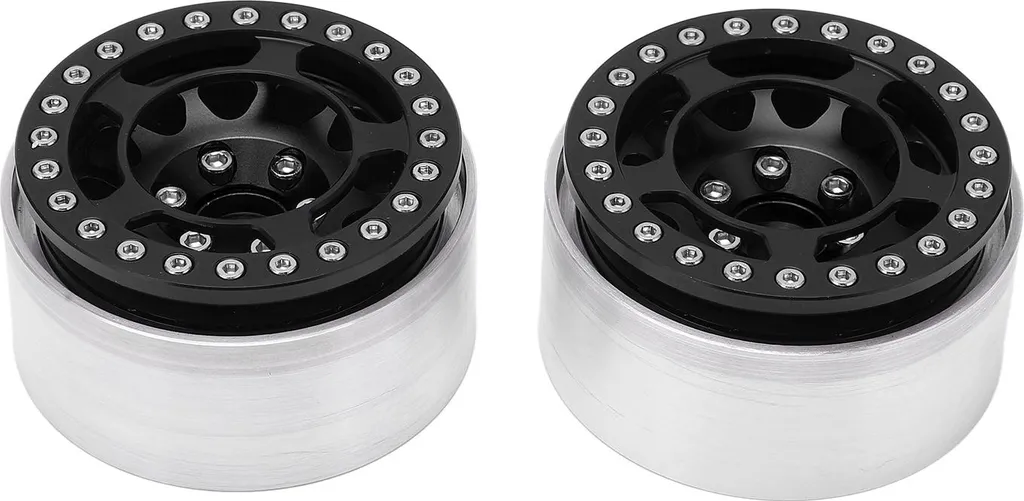 Moyeu de Roue RC Aluminium CNC Haute Résistance 1,9 Pouces Noir - Lot de 2