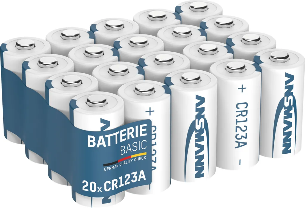 CR123A Piles Lithium 3V pour Lampe Torche et Optique - Lot de 20 ANSMANN