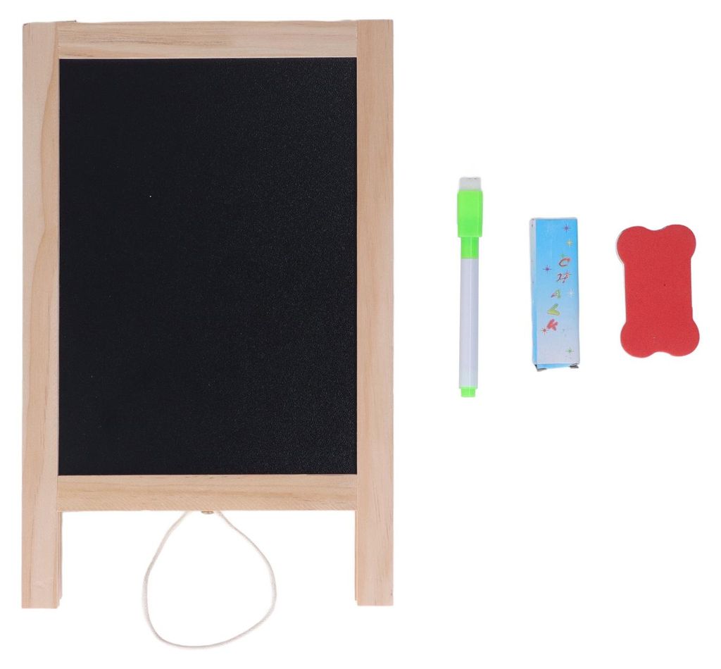 Doppelseitige Staffelei-Kreidetafel, 19 x 30 cm, polierte Holzstruktur, magnetisches Whiteboard mit faltbarem Kreideständer