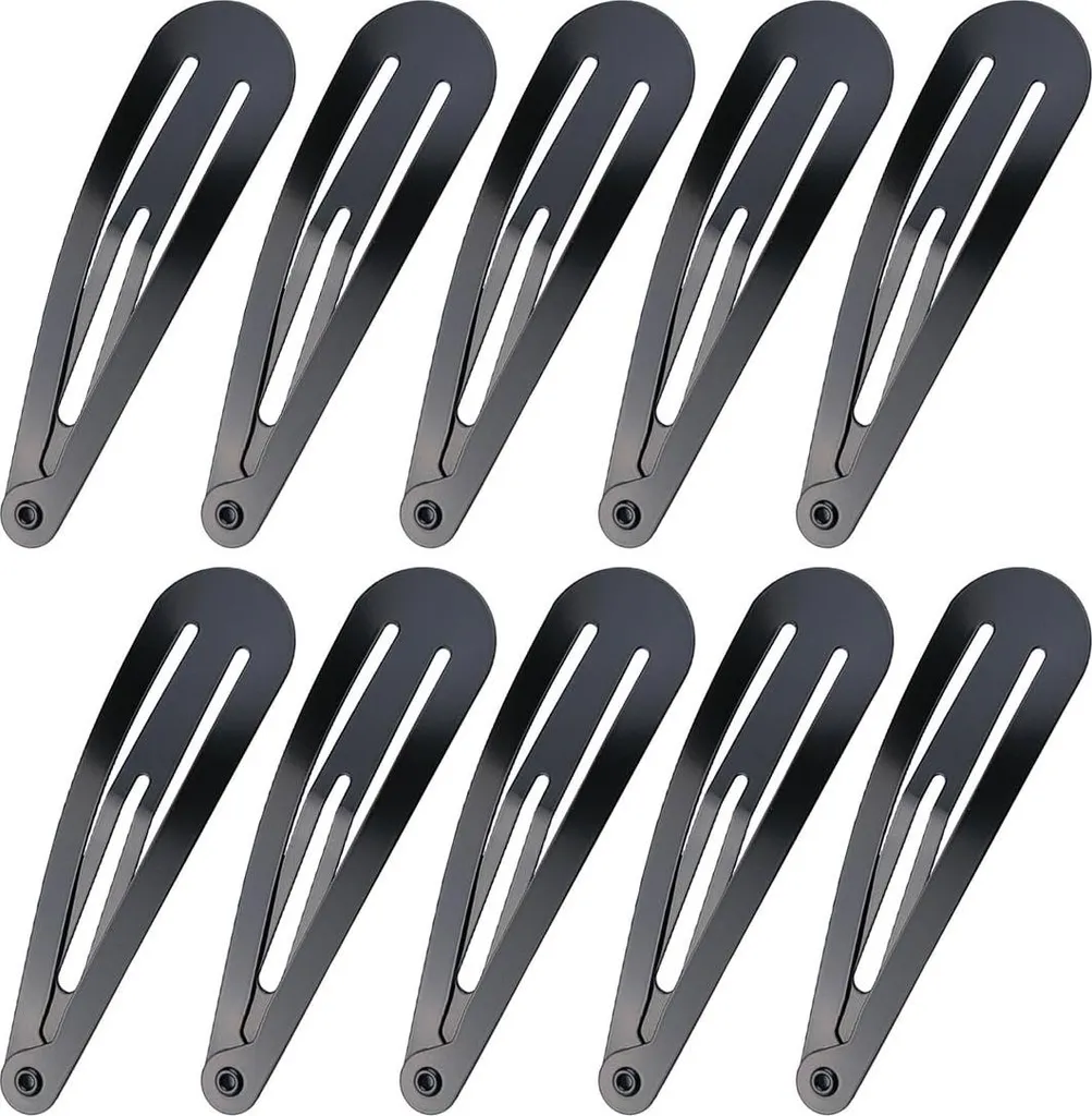 Barrettes à cheveux noires 6 cm en métal durable pour filles et femmes