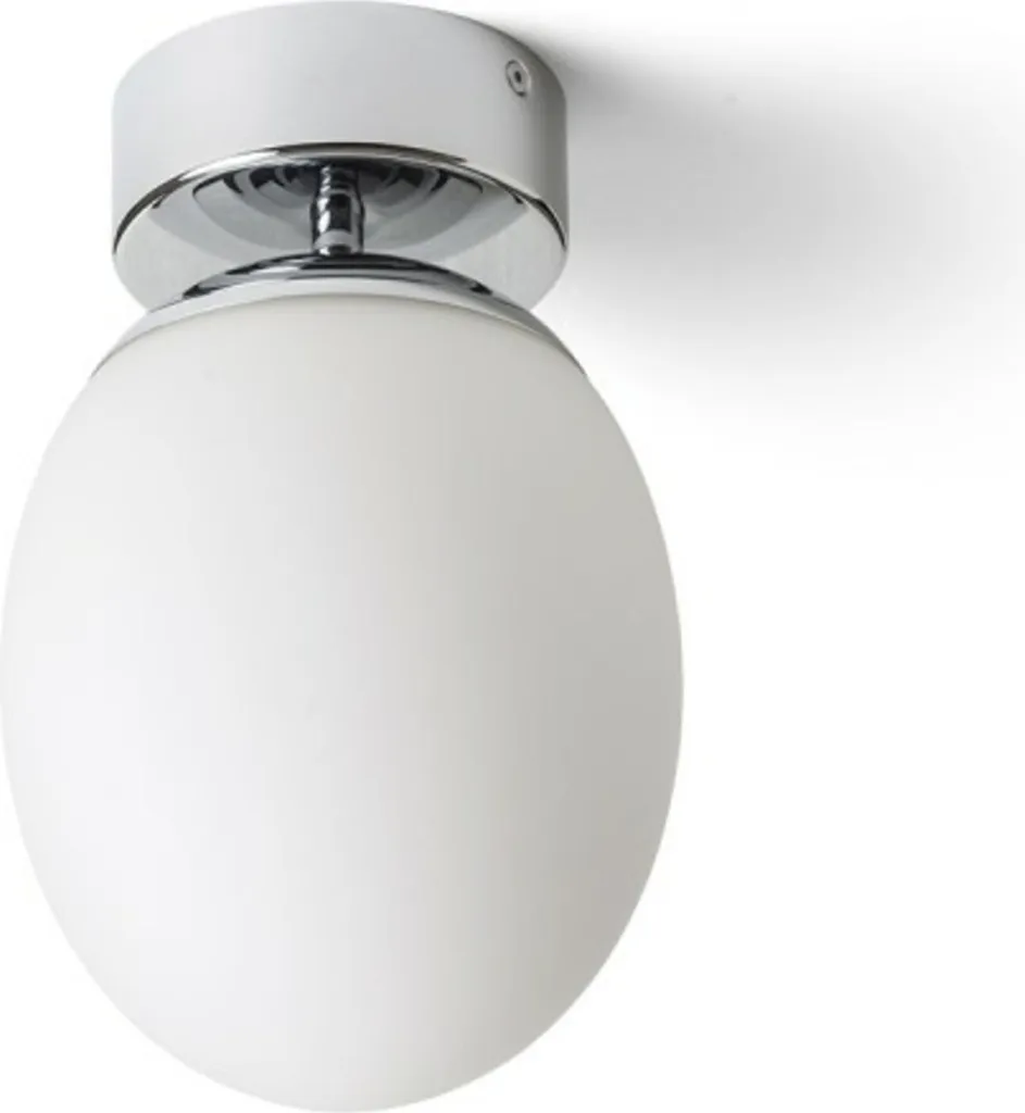 Plafonnier de salle de bain rond en verre opale et chrome MERINGUE