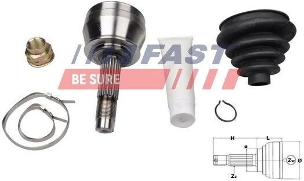Jeu de joint homocinétique robuste OE 46307406 FAST FT25076K Fiat