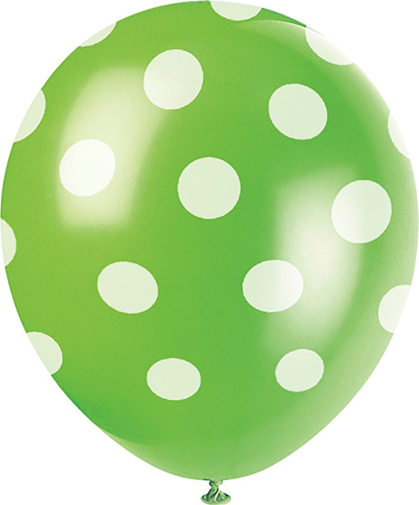 Unique Party Latex-Ballons mit Punktemuster, 30 cm, 6er-Pack SG4789 (Einheitsgröße) (Grün/Weiß)