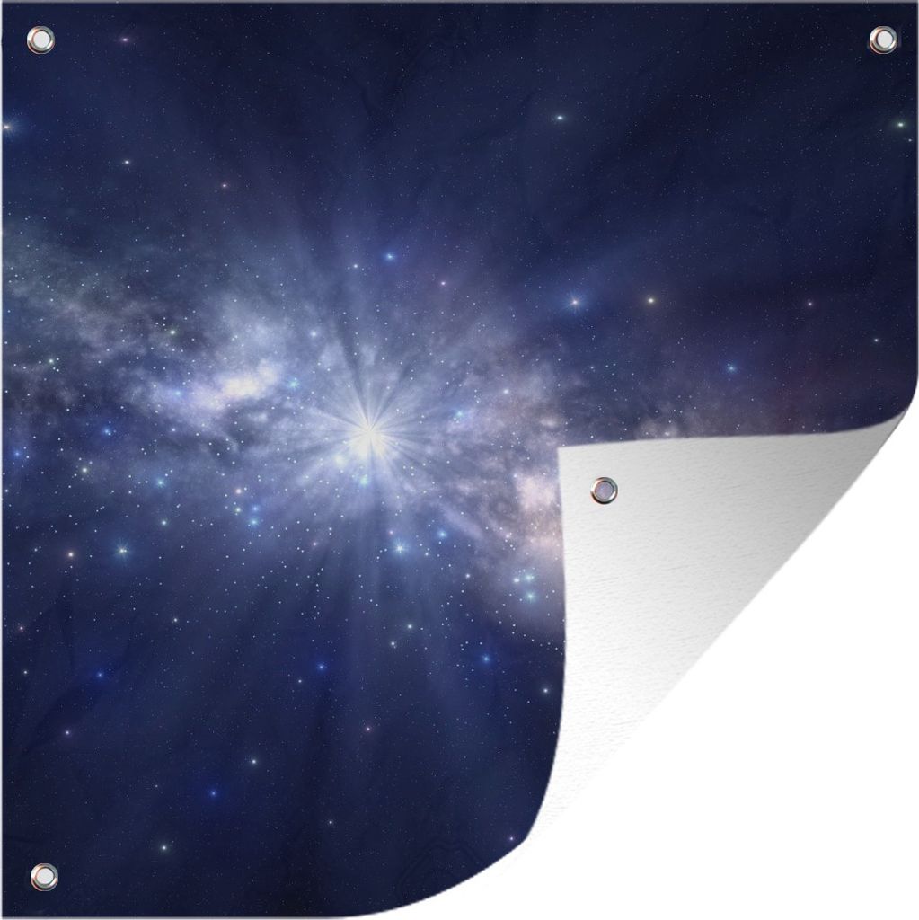 MuchoWow 100x100 cm Outdoor-Poster Gartendeko Sichtschutz Garten Poster für den Garten Eine Illustration der bunten Galaxie Milchstraße