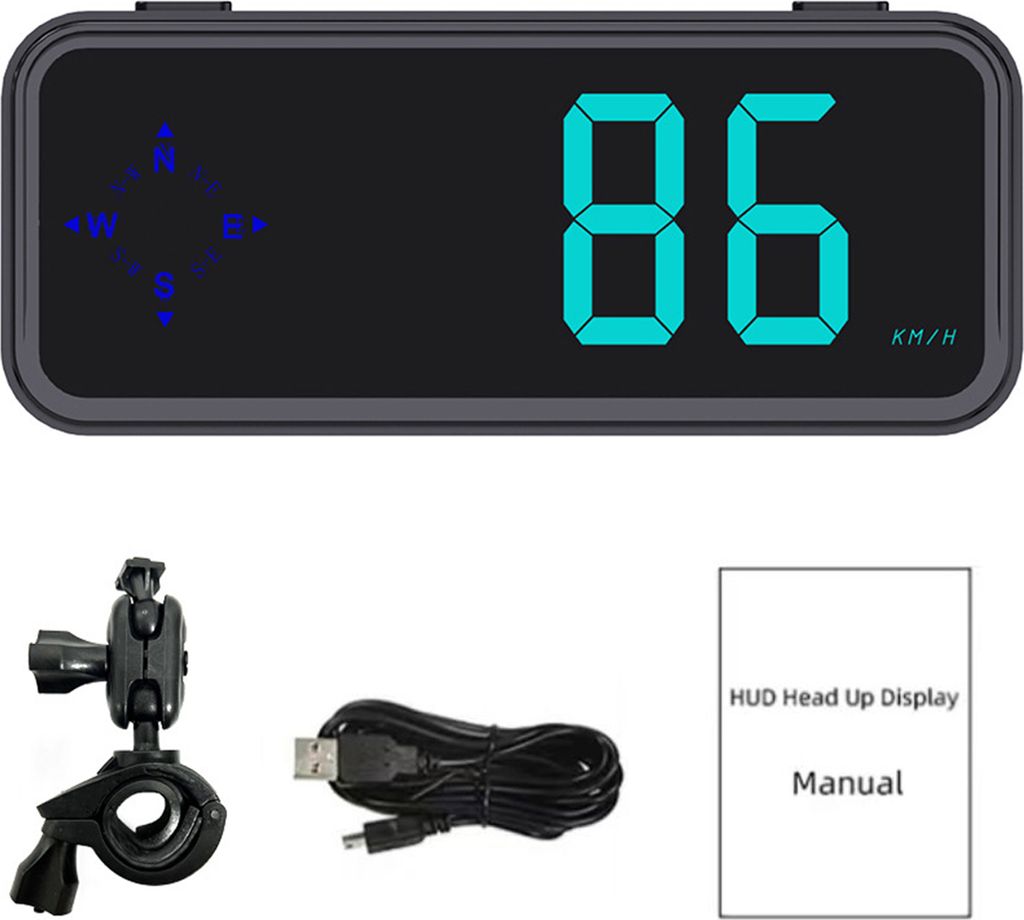 Mini-LED-Digitaltacho, GPS-Auto-HUD-Head-Up-Display, MPH/KMH, universell für alle Fahrzeuge, GPS-Modul zum Testen von Beschleunigung und Bremsen