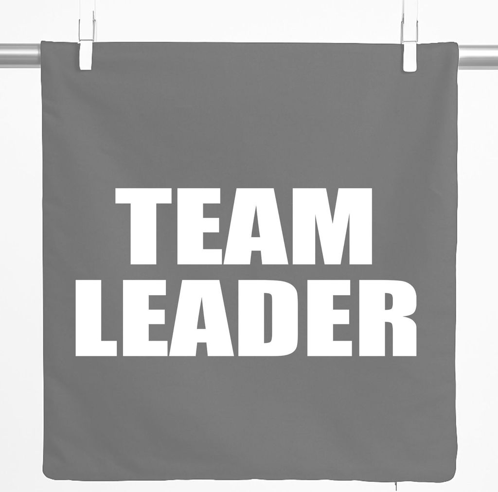 Huuraa Kissenbezug Team Leader Schriftzug 40x40cm Steel Grey Baumwolle Dekokissenbezug Geschenkidee
