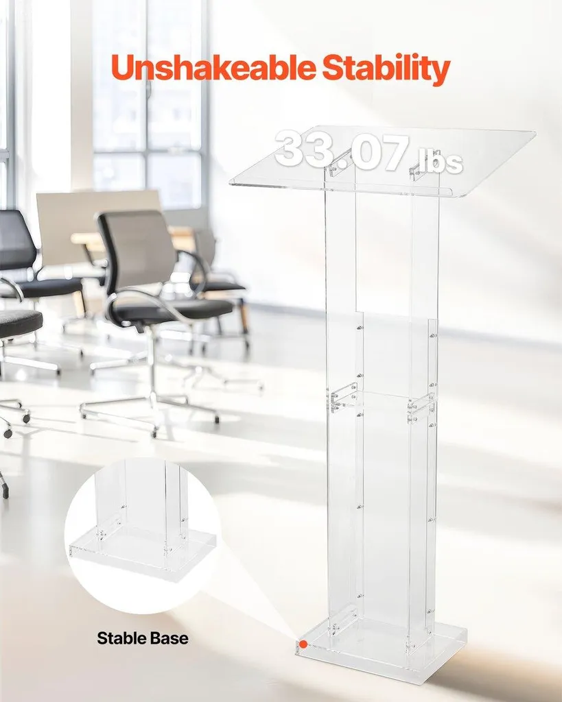 Podium Transparent Stand 50 en Acrylique Surface de Lecture Large