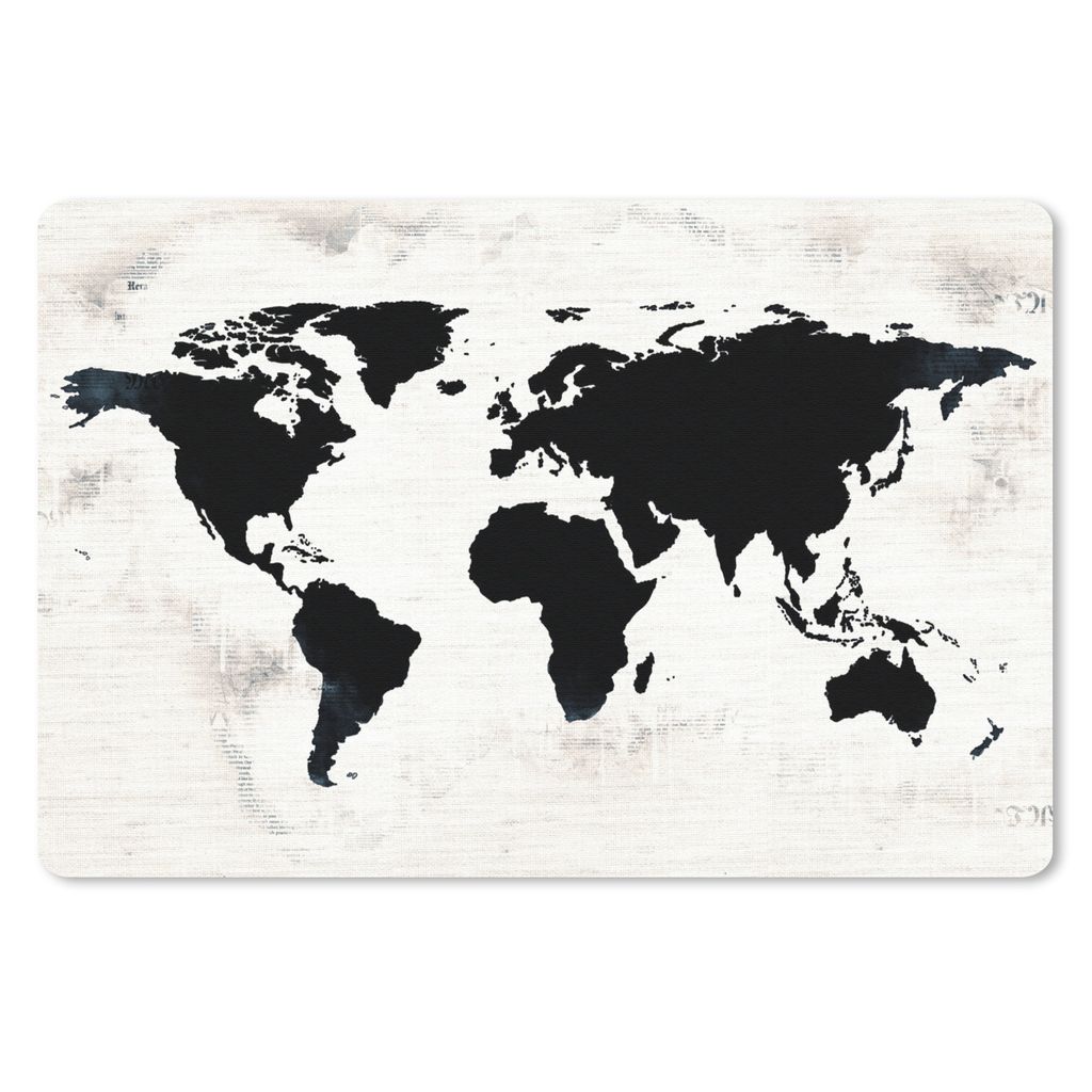MuchoWow Mauspad Mousepad Weltkarte - Schwarz - Holz 27x18 cm - Mousepads - Maus Mat - Pad - Mausunterlage - Büroartikel - Desk Matten