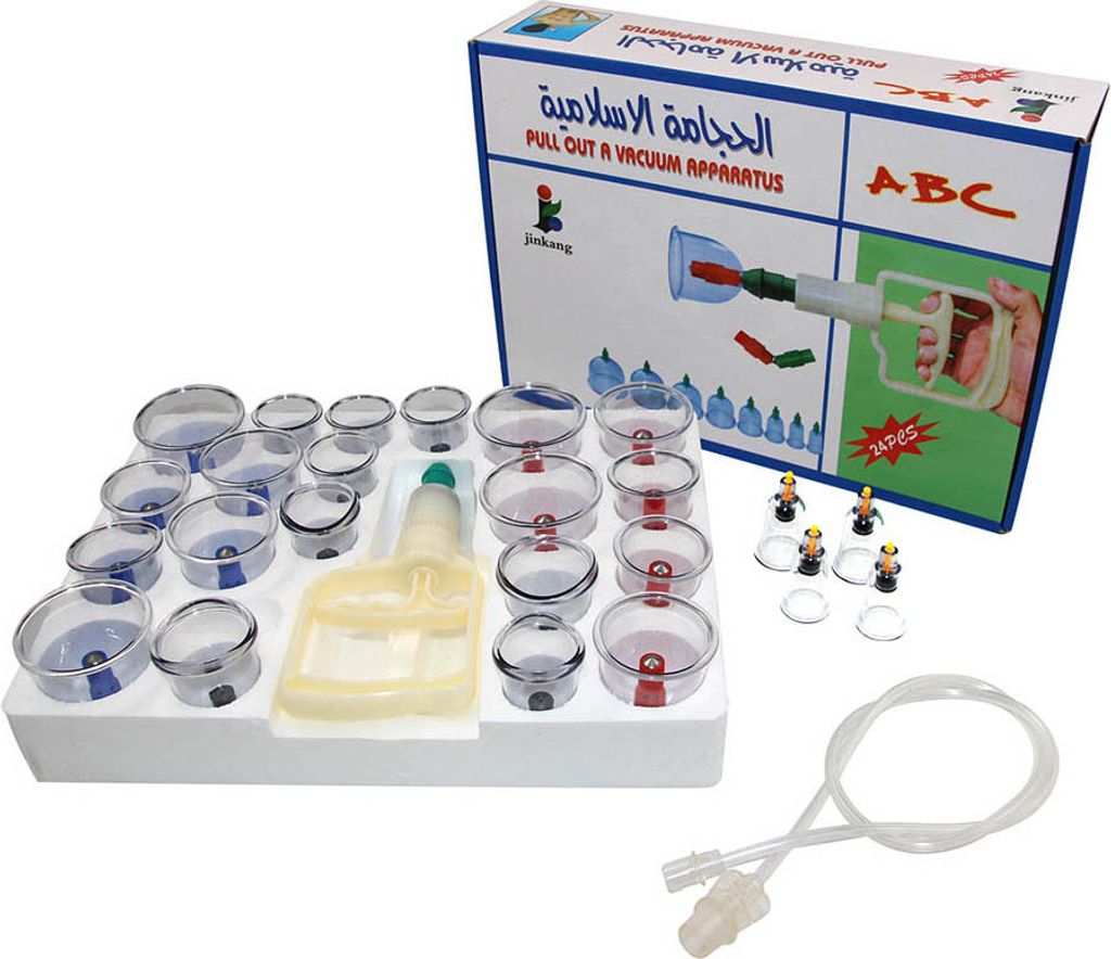 ABC24 Schröpfen Set mit 24 Schröpfgläser aus Kunststoff mit Produktbild 
