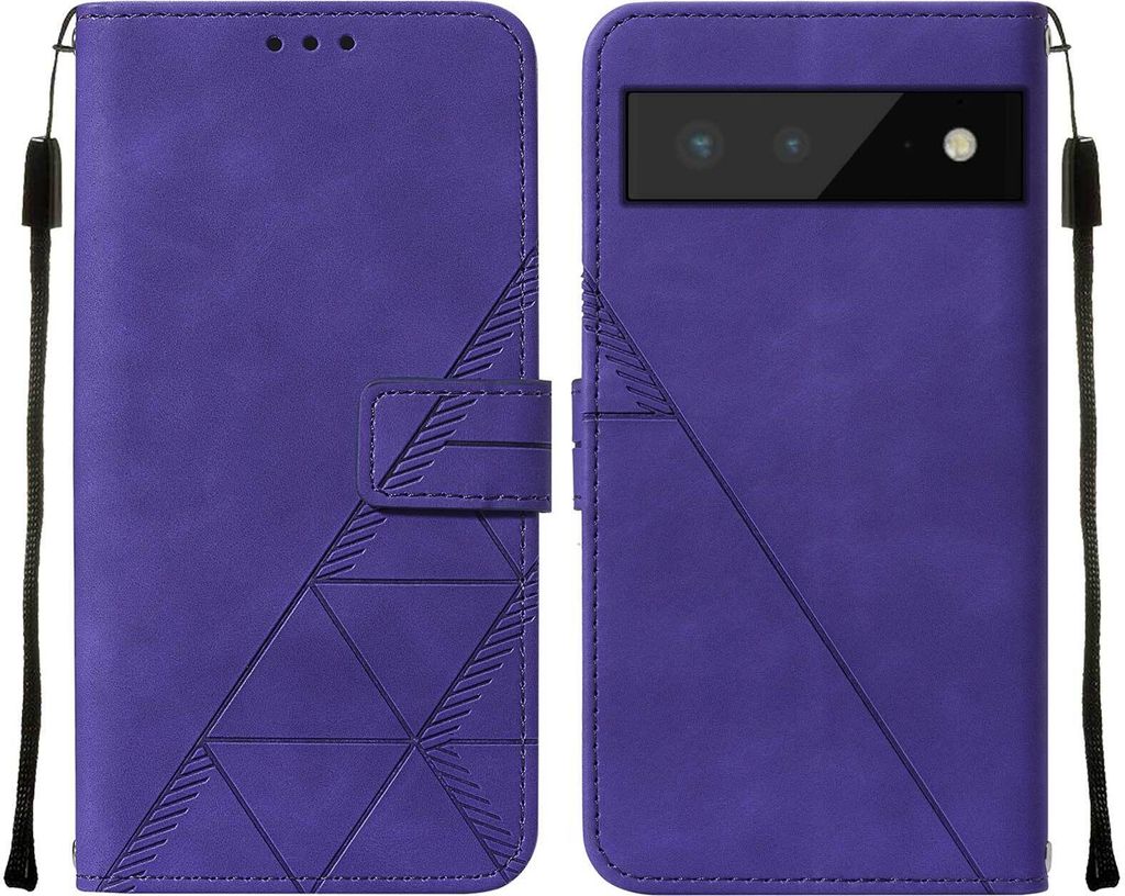 Google Pixel 6 Hülle, Schlank Prägung Flip Leder Kartenfächer Schutzhülle mit Ständer für Google Pixel 6 Lila
