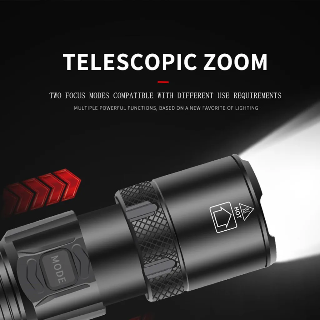 Lampe de randonnée LED rechargeable focus ajustable pour extérieur