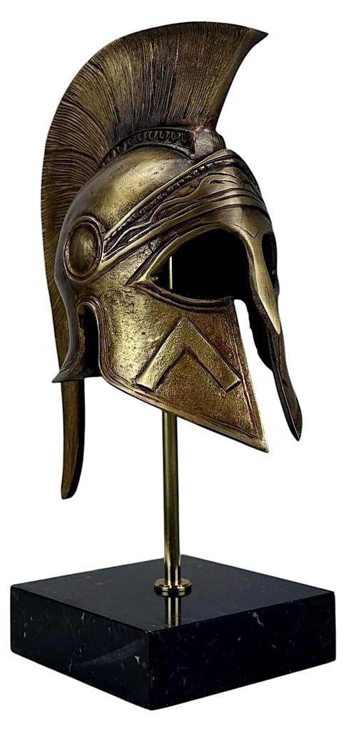 Helm von Leonidas – König und Spartanischer Krieger aus antiker griechischer Bronze-Skulptur