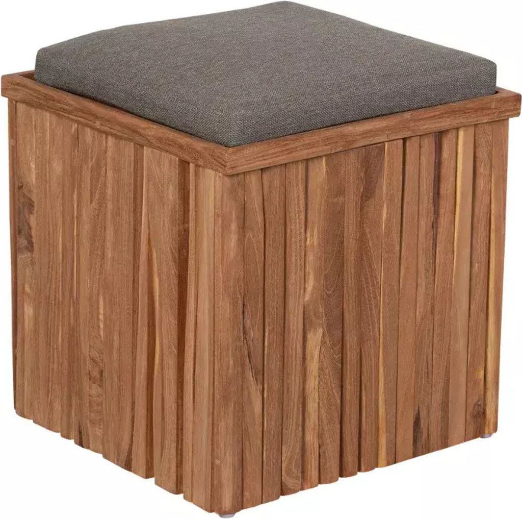 Teakbox Oxford mit Sitzkissen Teakholz massiv Hocker Garten Produktbild 
