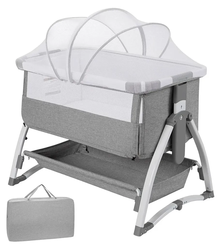 Lit à barreaux modulable pour nouveau-né coloris gris polyvalent