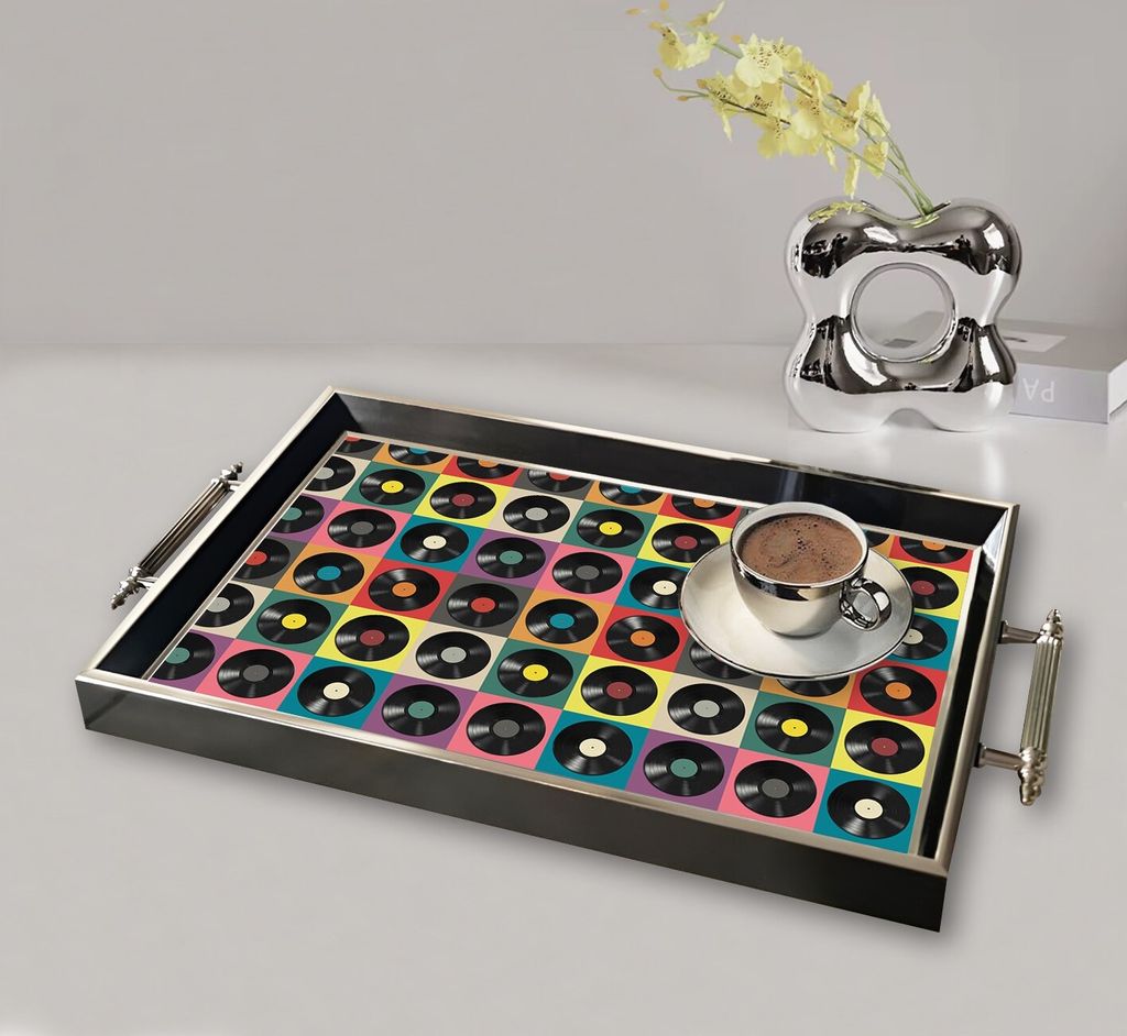 Evila Originals, TPG9904, Tablett, Mehrfarbig, 100 % GLAS, 50 x 29 x 3,5 cm