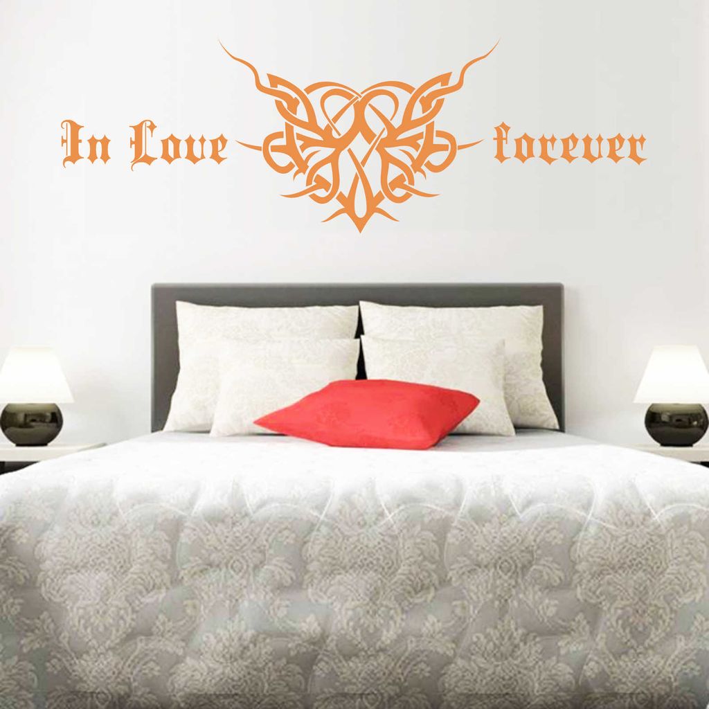 Wandtattoo - Wandaufkleber - Wandtattoo "In Love Forever" - 120cm x 40cm orange - Dekoration Küche Wohnzimmer Wand