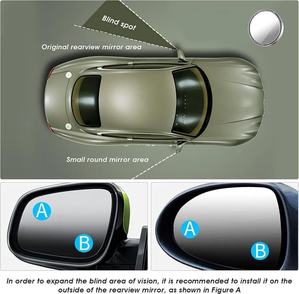 Rétroviseur angle mort universel pour auto avec miroir convexe 360° - 4