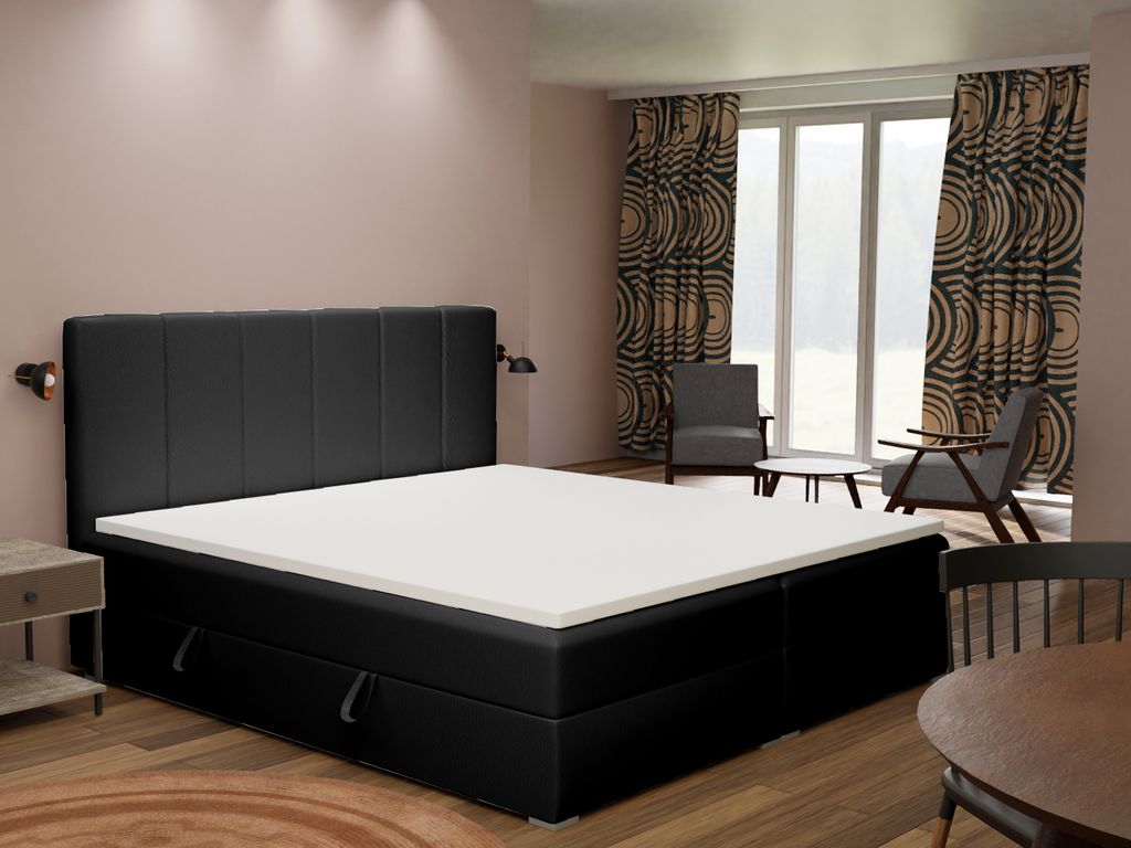 FEDVE Boxspringbett Schlafzimmerbett JUKON mit 2 Bettkästen, Doppelbett mit Bonell-Matratze und Topper 200x200