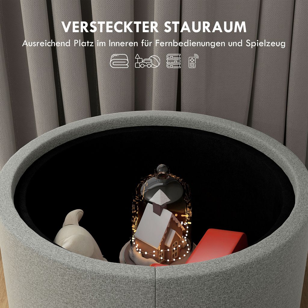 HOMCOM Ottomane Runder Sitzhocker Polsterhocker mit Produktbild 5
