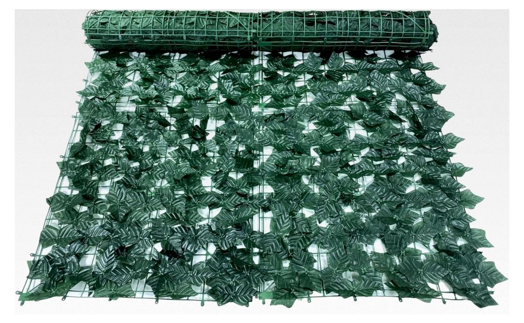 Siepe Sichtschutz aus künstlichem Efeu für Wände und Balkone, immergrün, 1,5 x 6 Meter