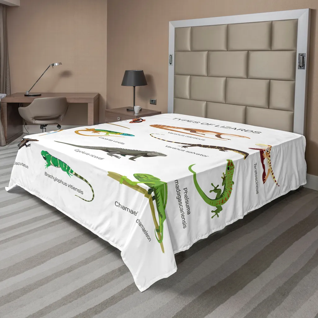 Drap plat décoratif motif lézard et camouflage 275 x 260 cm Multicolore