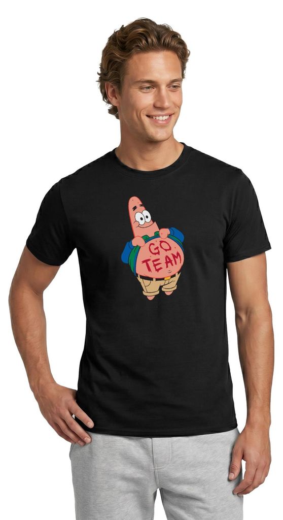Spreadshirt Spongebob Schwammkopf Patrick Star Go Team Design Männer T-Shirt, L, Schwarz