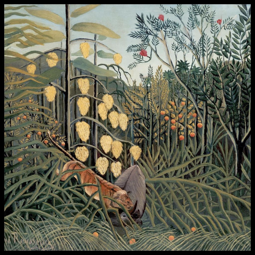 Plakat 70x70cm In einem tropischen Wald, Rousseau Vintage für das Wohnzimmer