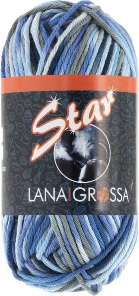 Lana Grossa Star Print 334 Weiß/Hellblau/Jeans/Marine/Dunkelgrau