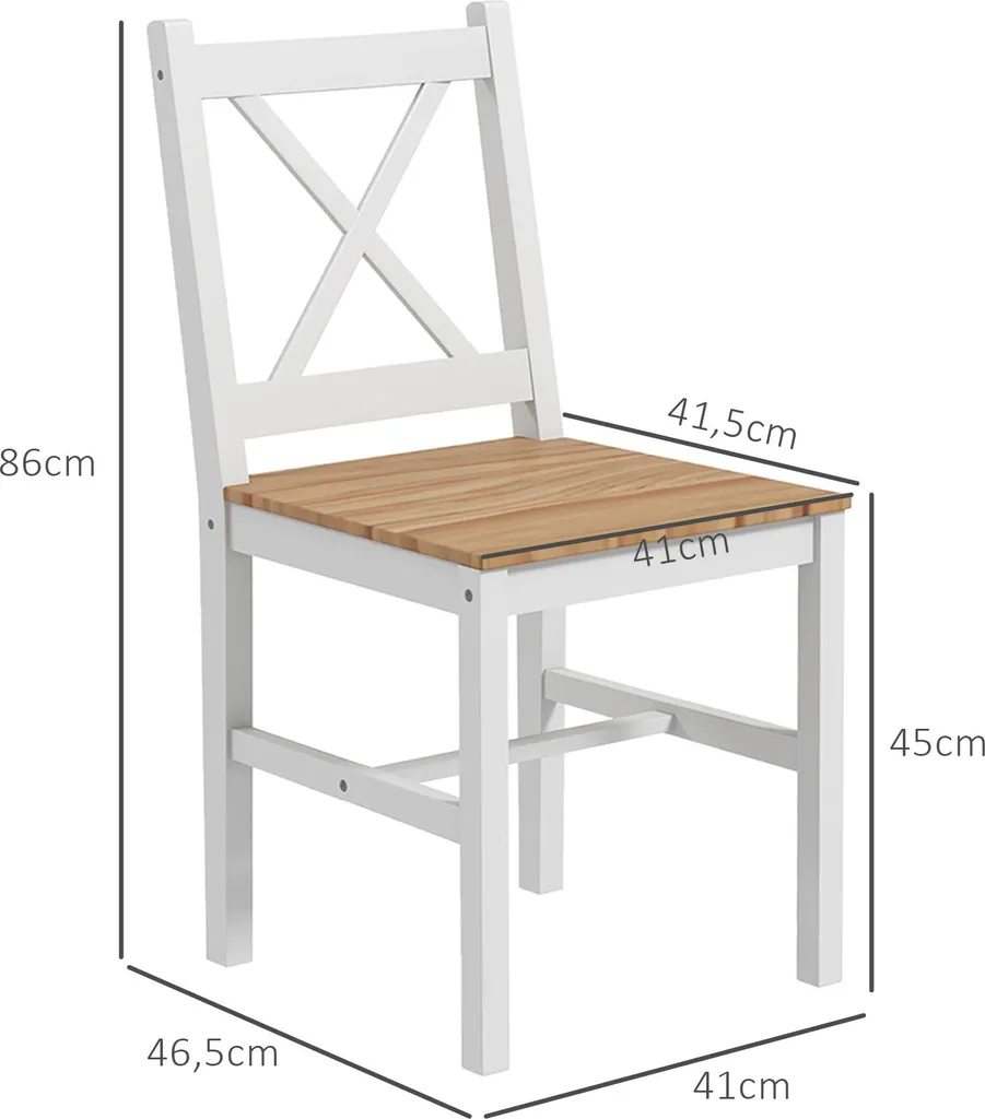 Lot de 4 chaises design style maison de campagne blanches pour séjour
