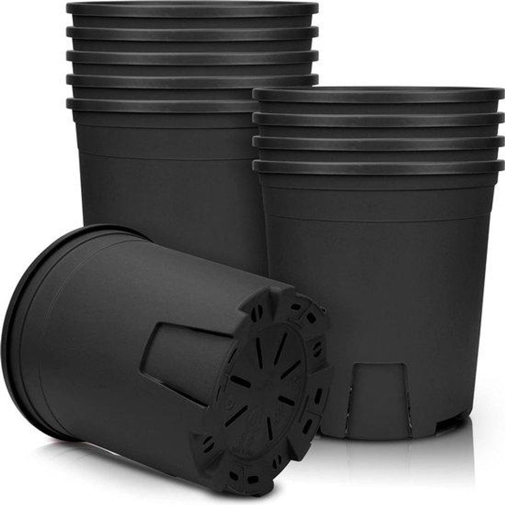 Kunststof Plantenpotten-Set mit Wurzelkontrolle, 5-teilig, schwarz, 14,2 cm