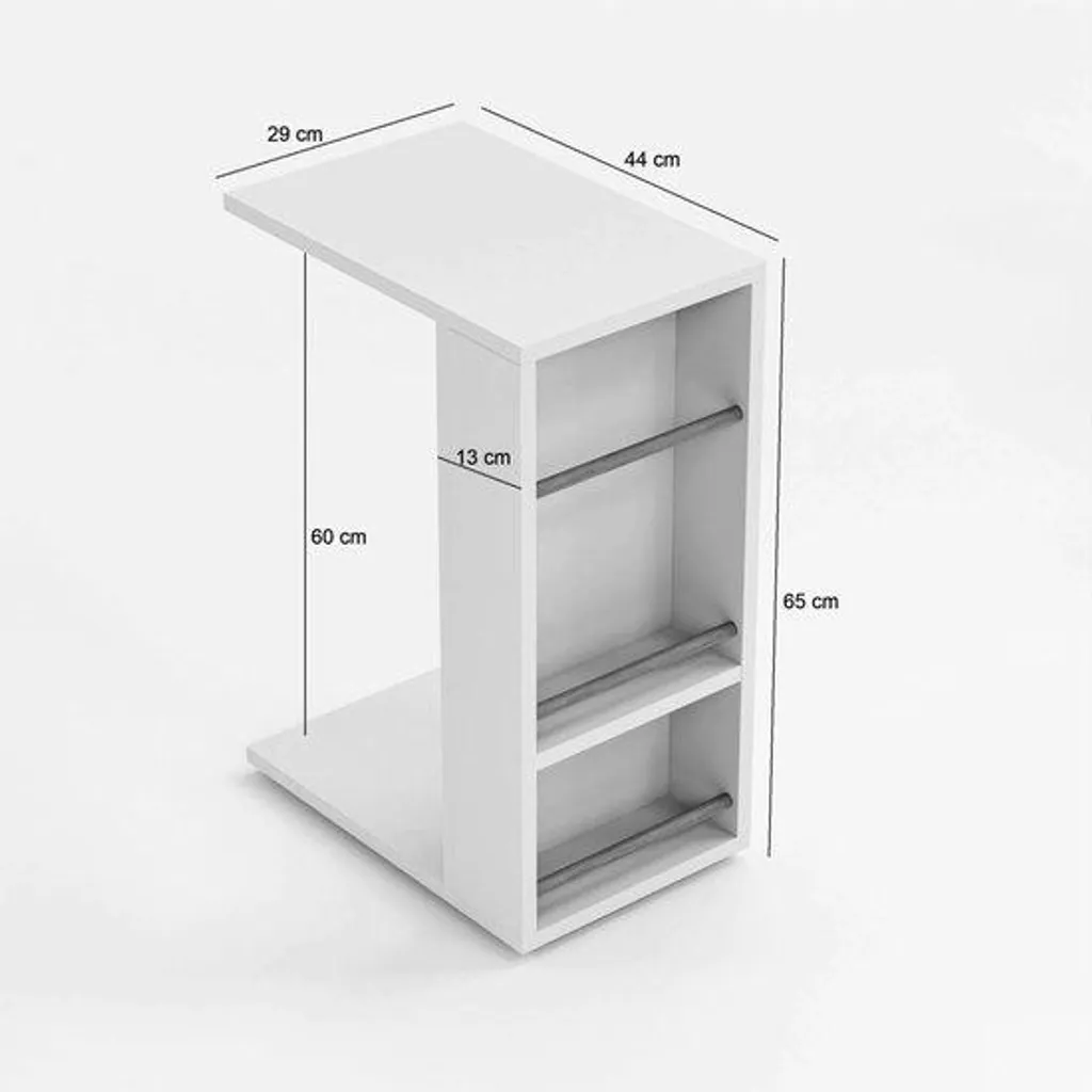 Table d'appoint anthracite 29x44x65 cm, structure métal ergonomique