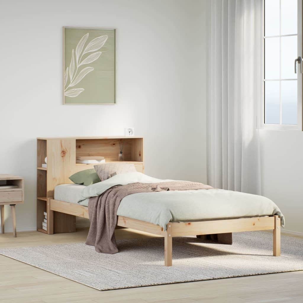 "Rabatt" Bücherregalbett ohne Matratze - mit Viel Stauraum - 75x190 cm Massivholz Kiefer - Klassische Betten CC11643