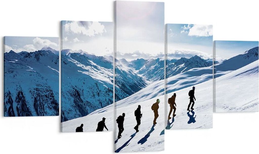 Bild auf Leinwand - Leinwandbild - 5 Teile - Berg Wanderung Gipfel - 125x70cm - Wand Bild - Wanddeko - Wandbilder - Leinwanddruck - Bilder - Wandde...