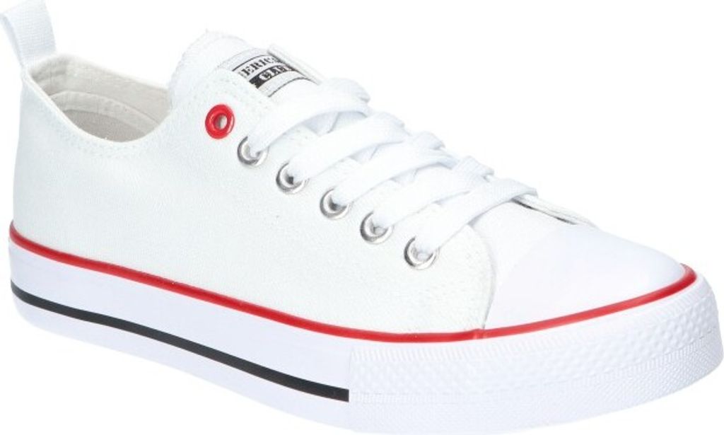 AMERICAN CLUB LH14 Original Sneakers, luftige Sneakers, Schnürung Segeltuch Turnschuhe, Weiss 39