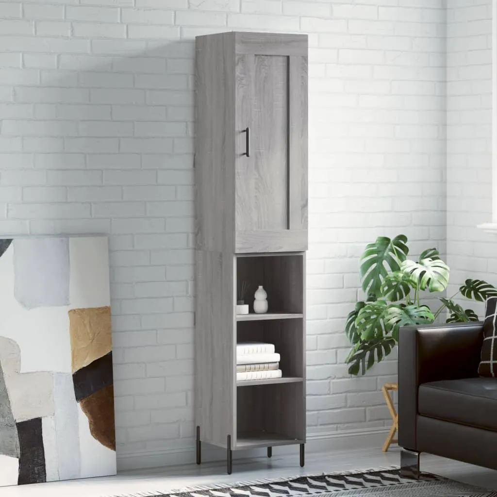 Credenza Salvaspazio vidaXL Grigio Sonoma | Armadio Alto 180cm
