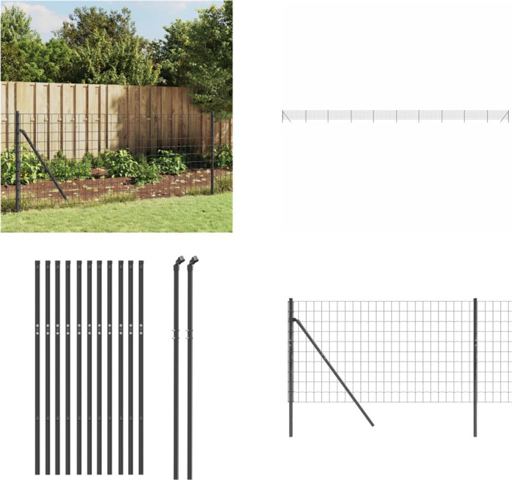vidaXL Maschendrahtzaun Anthrazit 0,8x25 m Verzinkter Stahl - Maschendrahtzaun - Maschendrahtzäune - Gartenzaun - Maschendraht