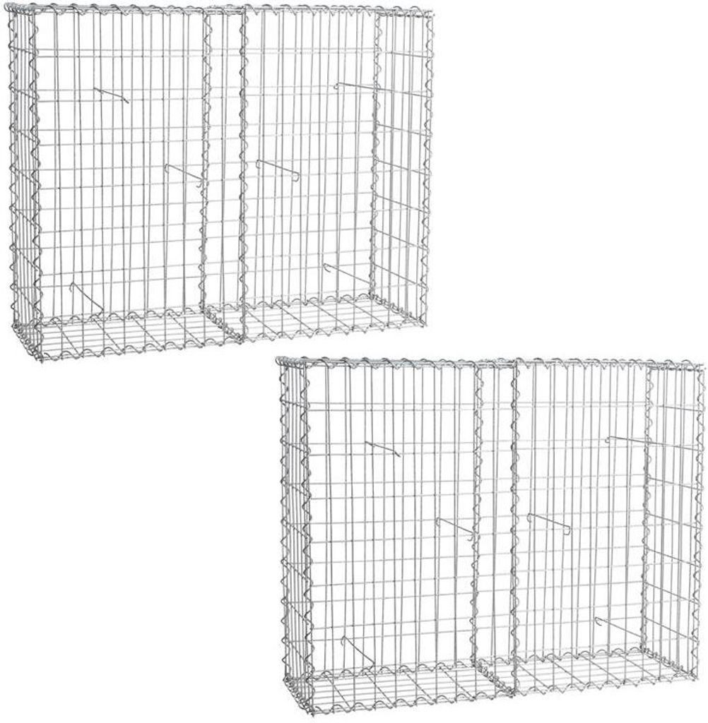 Gabionen 100x80x30 cm 2er Set Stein Korb Metall Wand Draht Sichtschutz