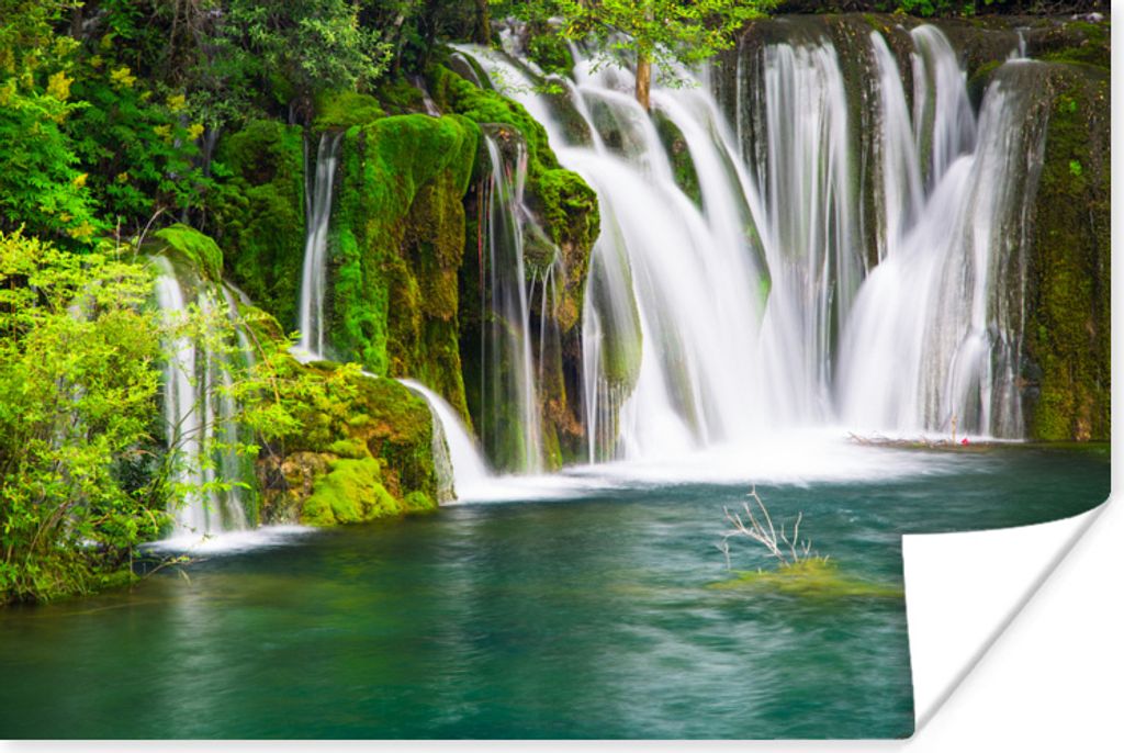 MuchoWow Poster Verschiedene Wasserfälle im Erawan-Nationalpark in Thailand 120x80 cm - Bilder