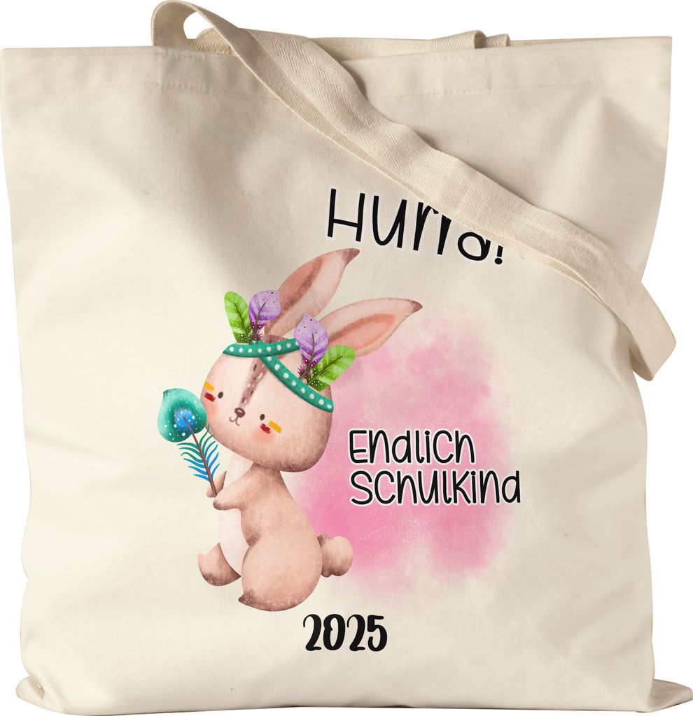 Endlich Schulkind 2025 Hase Jutebeutel Süßes Eichhörnchen Einschulung Geschenk Schulanfang Schuleinführung