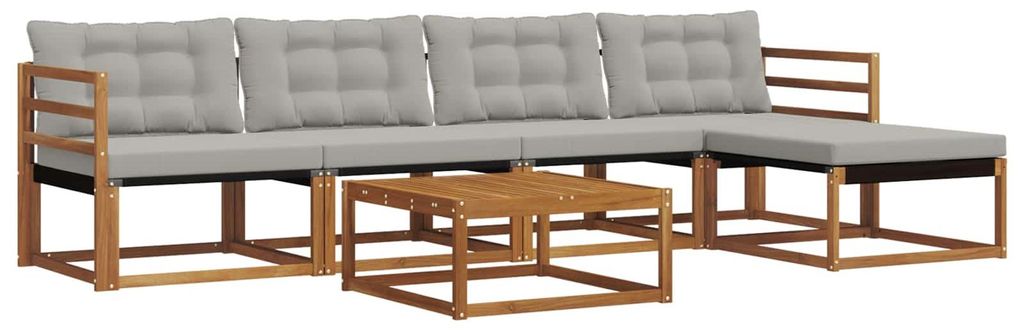 vidaXL Outdoor-Sofagarnitur mit Kissen 6 pcs Natürlich und Hellgrau