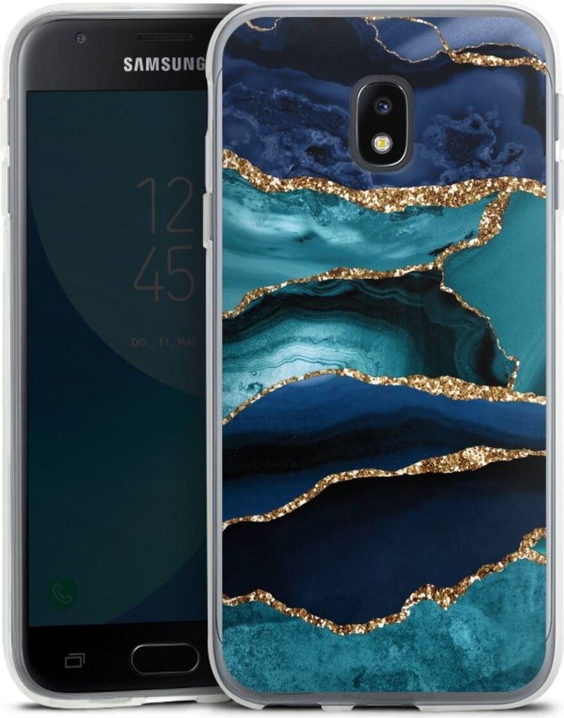 DeinDesign Handyhülle für Samsung Galaxy J3 Duos (2017) Silikon Hülle Case Smartphone Schutzhülle Glitzer Look Marmor Trends