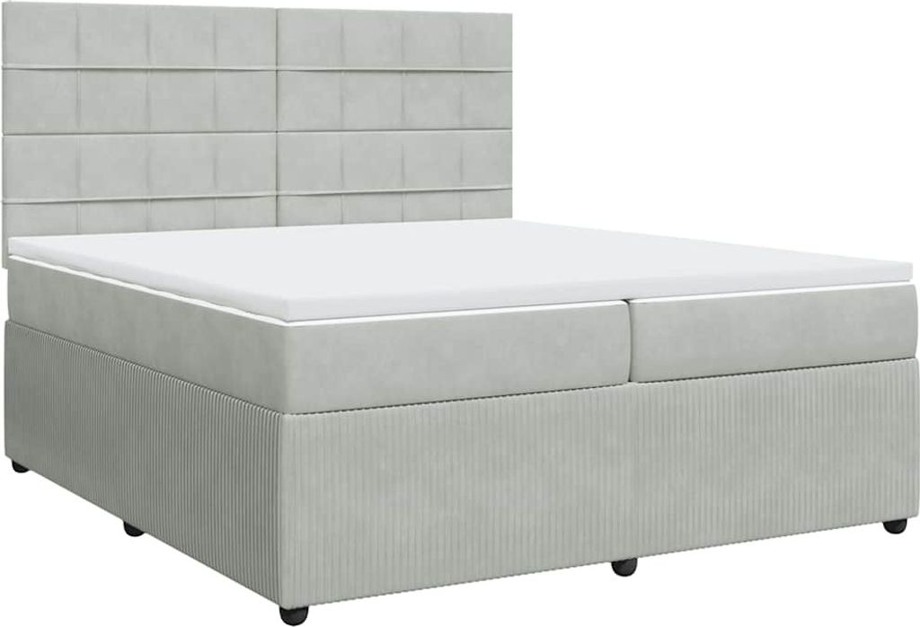 vidaXL Boxspringbett mit Matratze Hellgrau 200x200 cm Samt