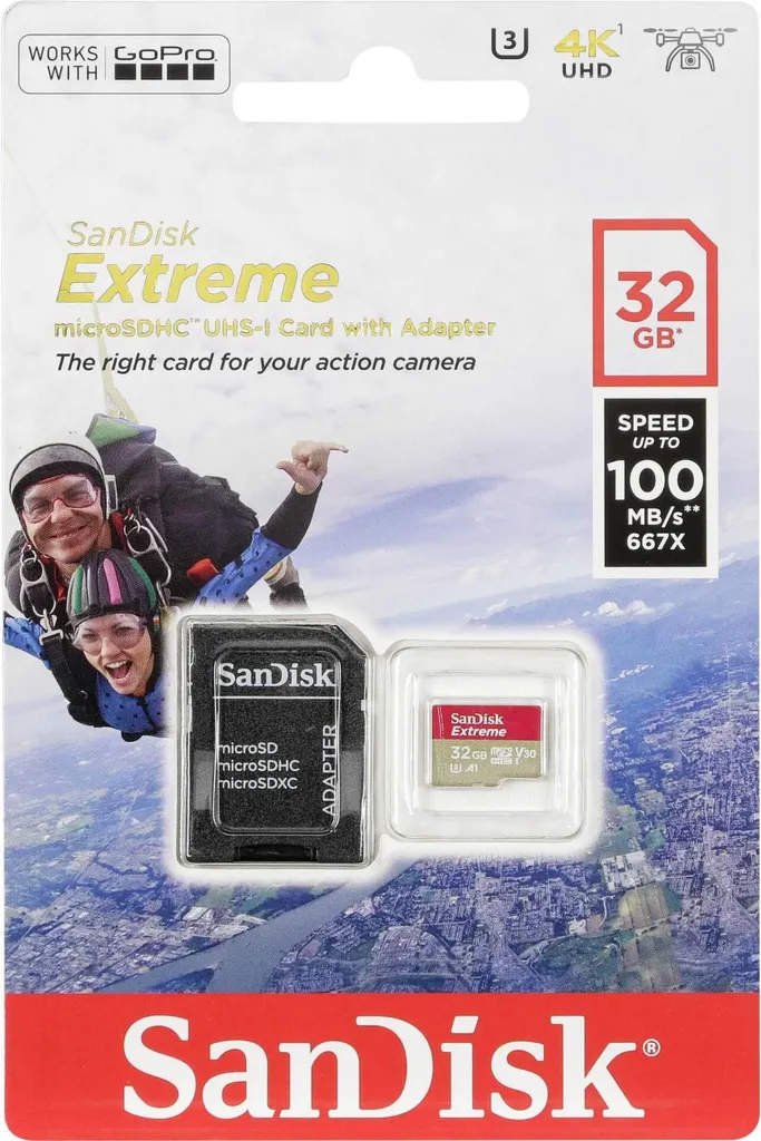 Carte Micro SD 32 Go V30 SanDisk Extreme A1 pour Enregistrement Ultra HD